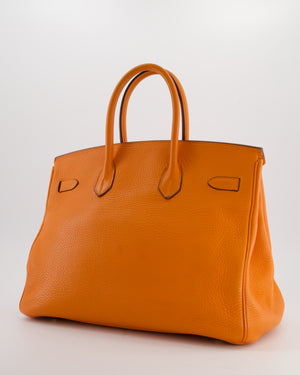 Hermès Birkin 35 Retourne Bag in Orange Taurillon Clemence Leather with Gold Hardware
