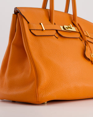 Hermès Birkin 35 Retourne Bag in Orange Taurillon Clemence Leather with Gold Hardware