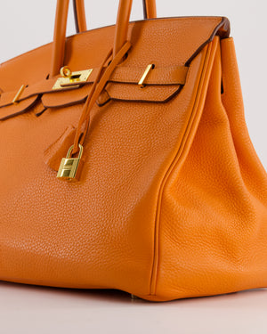 Hermès Birkin 35 Retourne Bag in Orange Taurillon Clemence Leather with Gold Hardware