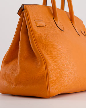 Hermès Birkin 35 Retourne Bag in Orange Taurillon Clemence Leather with Gold Hardware