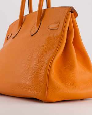 Hermès Birkin 35 Retourne Bag in Orange Taurillon Clemence Leather with Gold Hardware