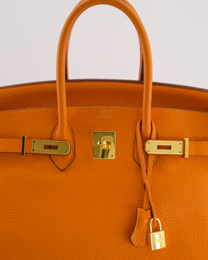 Hermès Birkin 35 Retourne Bag in Orange Taurillon Clemence Leather with Gold Hardware