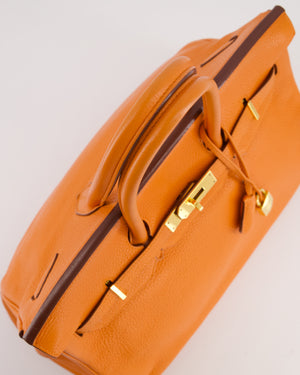 Hermès Birkin 35 Retourne Bag in Orange Taurillon Clemence Leather with Gold Hardware