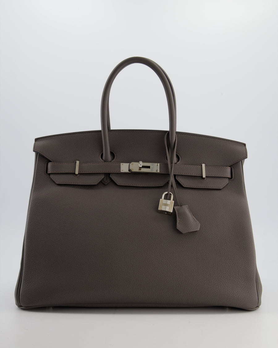 Hermès Birkin 35 Retourne Bag in Gris Etain Togo Leather with Palladium Hardware