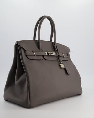 Hermès Birkin 35 Retourne Bag in Gris Etain Togo Leather with Palladium Hardware