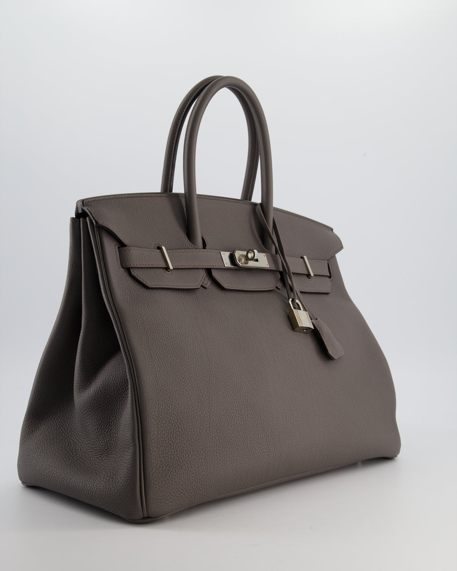Hermès Birkin 35 Retourne Bag in Gris Etain Togo Leather with Palladium Hardware