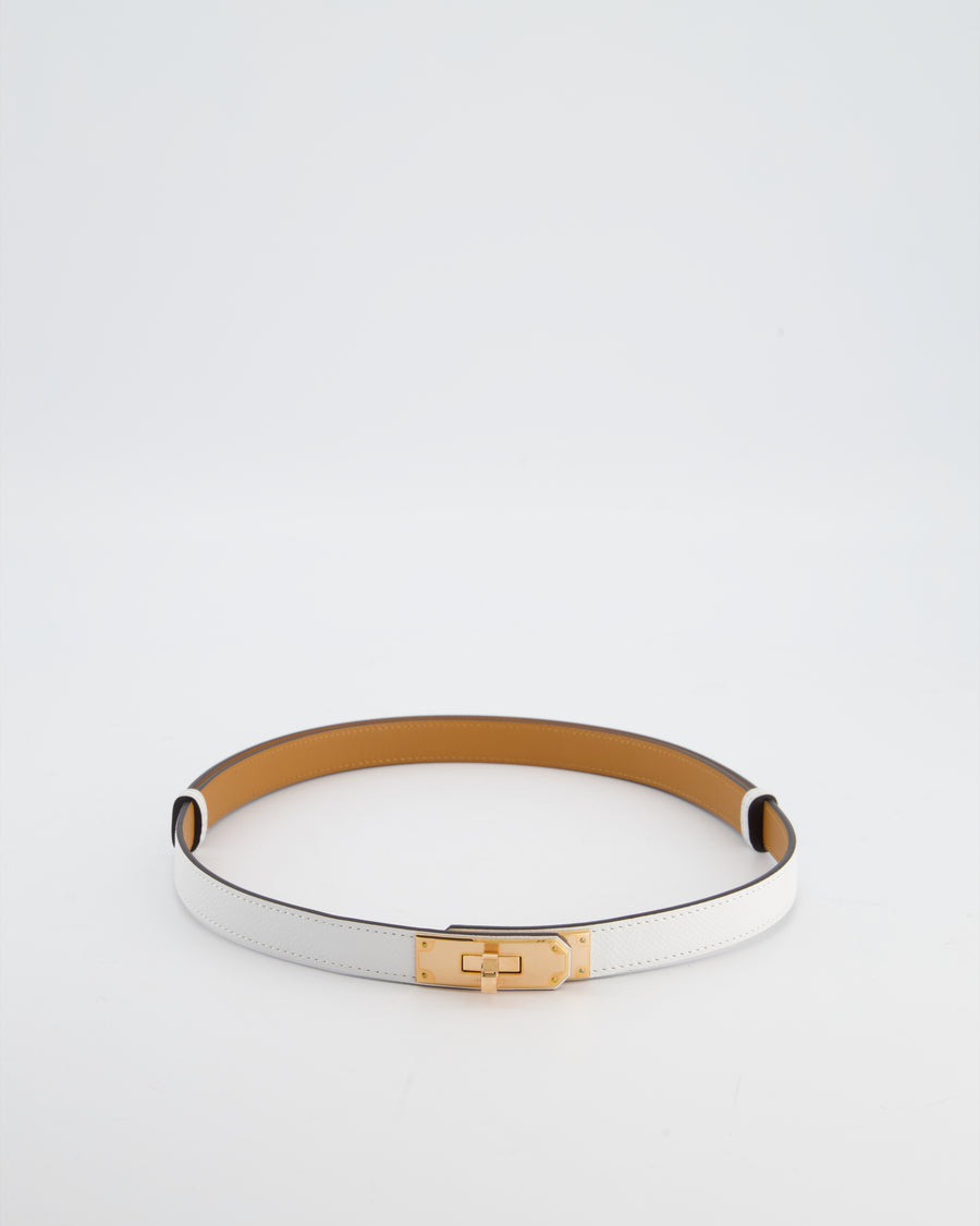 Hermès Kelly 18 Belt in Blanc Epsom Leather with Rose Gold Hardware RRP £990