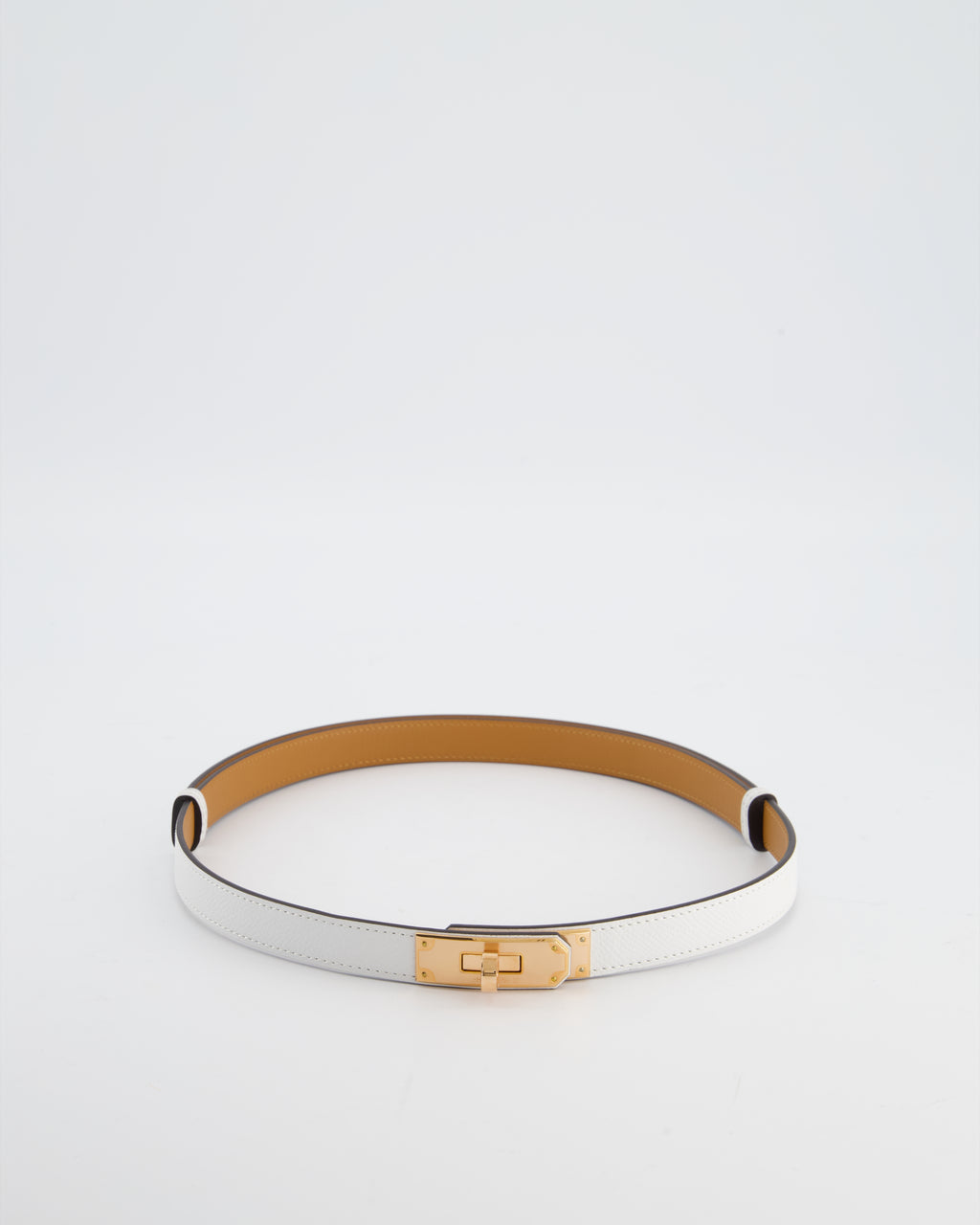 Hermès Kelly 18 Belt in Blanc Epsom Leather with Rose Gold  display picture 1