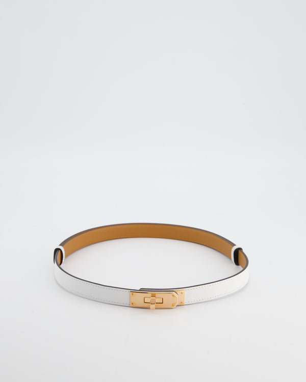 Hermès Kelly 18 Belt in Blanc Epsom Leather with Rose Gold Hardware RRP £990