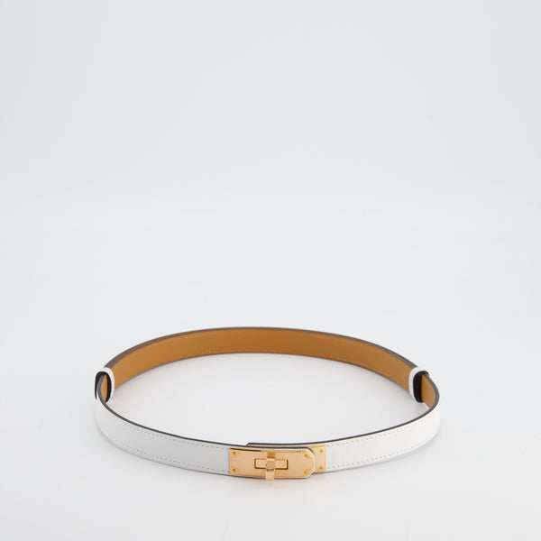 Kelly 18 belt, white with rose golds hardware Hermès Kelly 18 Belt Epsom Rose Gold Hardware | Rome Station  main image 3