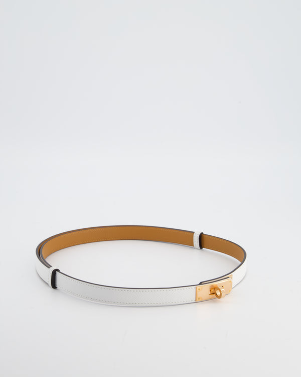 Hermès Kelly 18 Belt in Blanc Epsom Leather with Rose Gold Hardware RRP £990