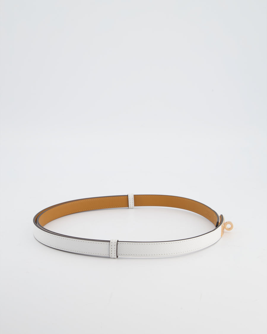 Hermès Kelly 18 Belt in Blanc Epsom Leather with Rose Gold Hardware RRP £990