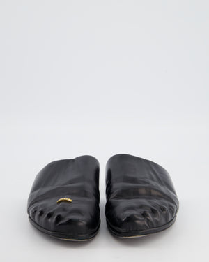 Schiaparelli Black Trompe-l’œil Leather Embellished Backless Loafer Size EU 39