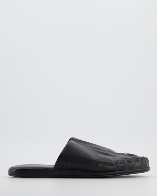 Schiaparelli Black Trompe-l’œil Leather Embellished Backless Loafer Size EU 39