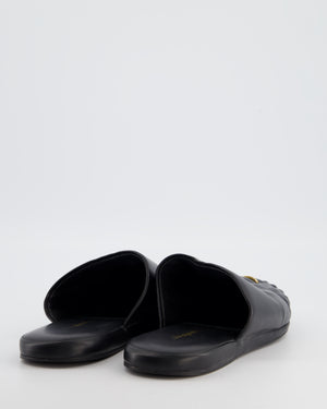 Schiaparelli Black Trompe-l’œil Leather Embellished Backless Loafer Size EU 39