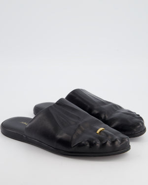 Schiaparelli Black Trompe-l’œil Leather Embellished Backless Loafer Size EU 39