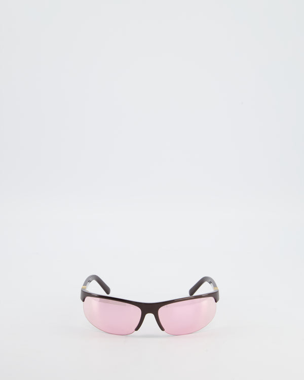 Miu Miu A02S Oval Sunglasses in Cocoa Metal and Pink Mirror Lense