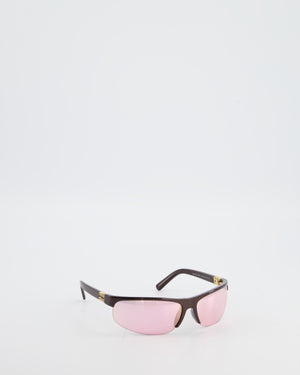 Miu Miu A02S Oval Sunglasses in Cocoa Metal and Pink Mirror Lense