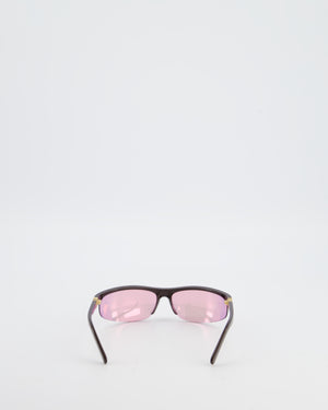 Miu Miu A02S Oval Sunglasses in Cocoa Metal and Pink Mirror Lense