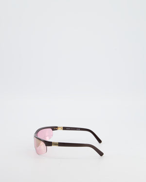 Miu Miu A02S Oval Sunglasses in Cocoa Metal and Pink Mirror Lense