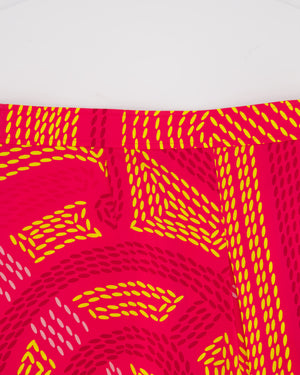 Hermés Pink, Red and Yellow Printed Silk Skirt Size FR 36 (UK 8)