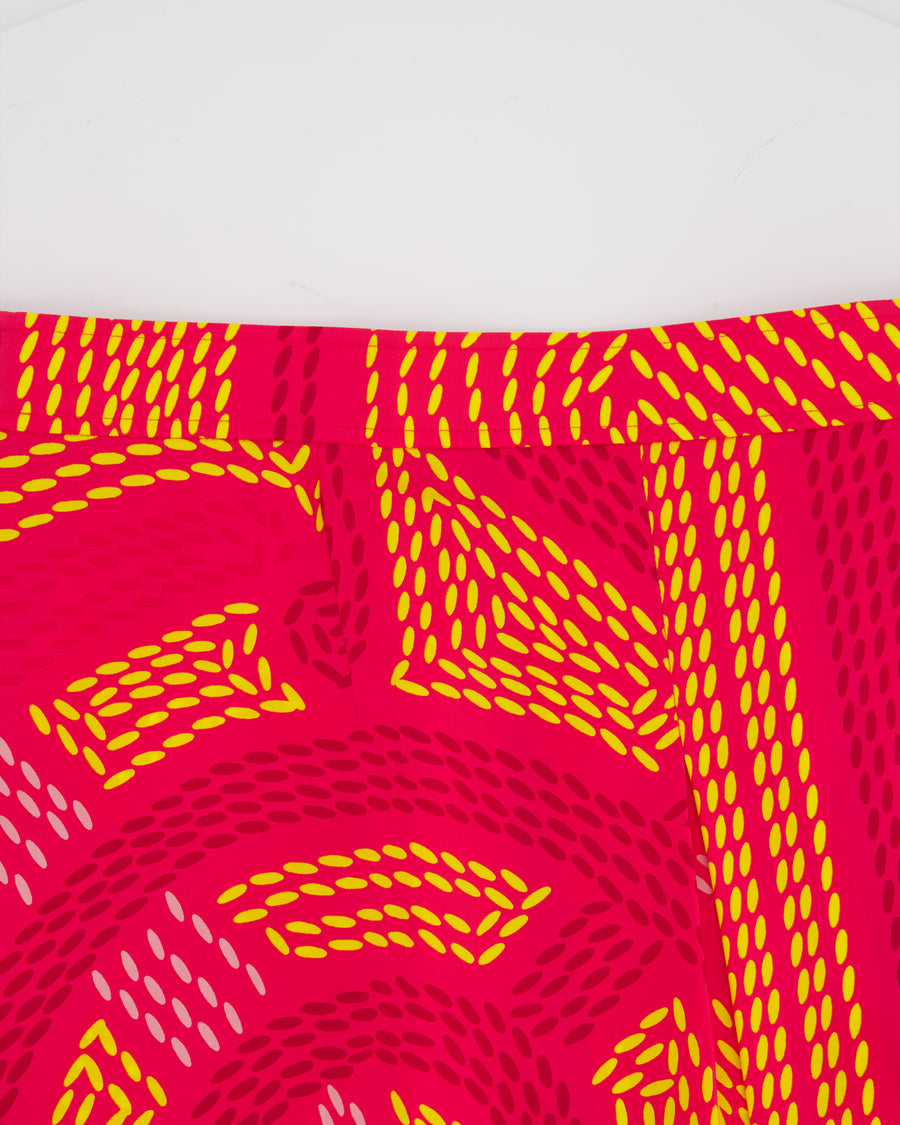 Hermés Pink, Red and Yellow Printed Silk Skirt Size FR 36 (UK 8)