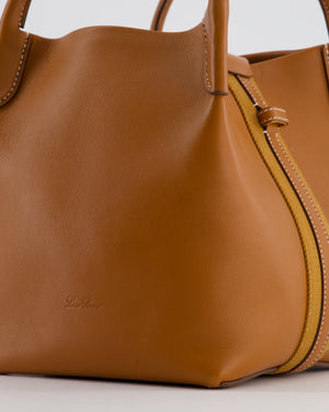 Loro Piana Brown Top Handle Bale Bag in Calf Leather with Gold Hardware