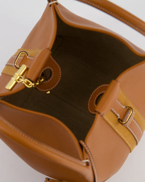 Loro Piana Brown Top Handle Bale Bag in Calf Leather with Gold Hardware