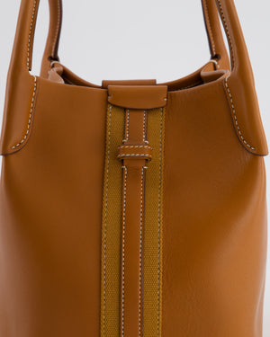 Loro Piana Brown Top Handle Bale Bag in Calf Leather with Gold Hardware