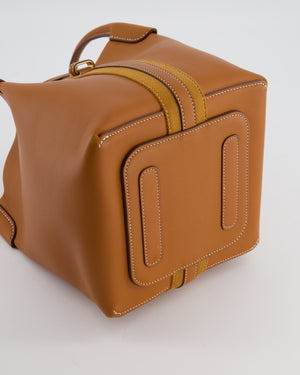 Loro Piana Brown Top Handle Bale Bag in Calf Leather with Gold Hardware