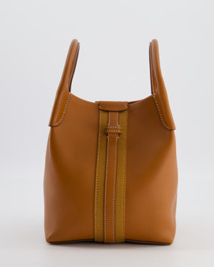 Loro Piana Brown Top Handle Bale Bag in Calf Leather with Gold Hardware