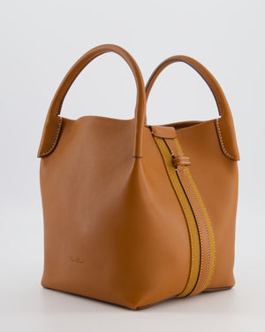 Loro Piana Brown Top Handle Bale Bag in Calf Leather with Gold Hardware