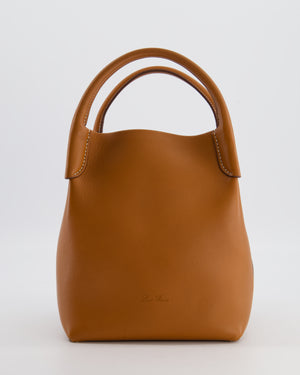 Loro Piana Brown Top Handle Bale Bag in Calf Leather with Gold Hardware