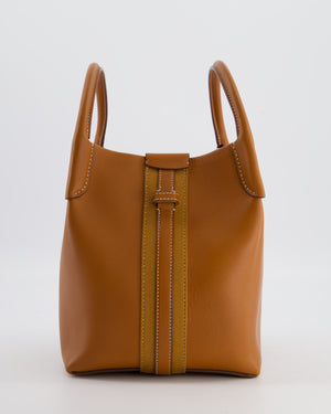 Loro Piana Brown Top Handle Bale Bag in Calf Leather with Gold Hardware