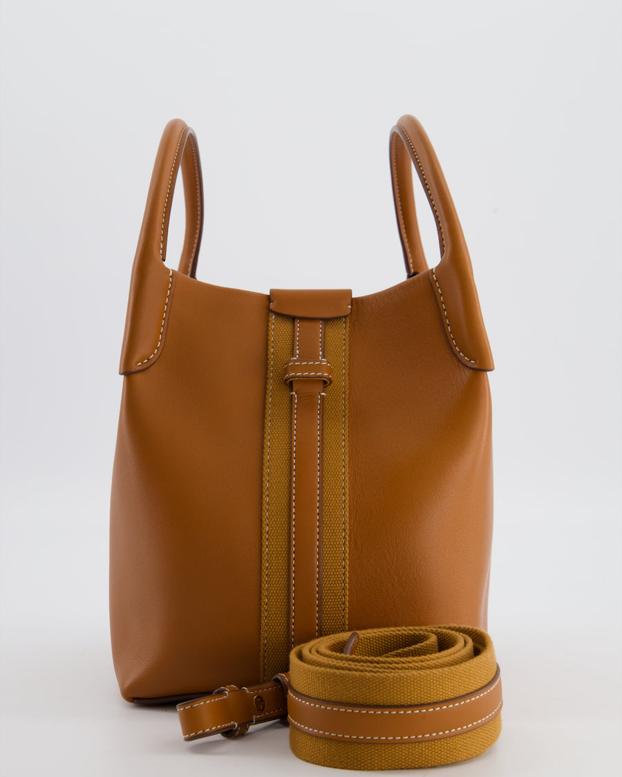 Loro Piana Brown Top Handle Bale Bag in Calf Leather with Gold Hardware