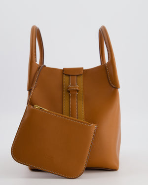 Loro Piana Brown Top Handle Bale Bag in Calf Leather with Gold Hardware