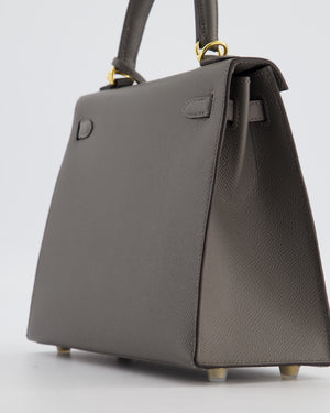 *HOT* Hermès Kelly 25 Sellier Bag in Gris Meyer Epsom Leather with Gold Hardware