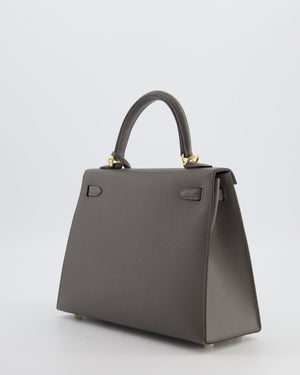 *HOT* Hermès Kelly 25 Sellier Bag in Gris Meyer Epsom Leather with Gold Hardware