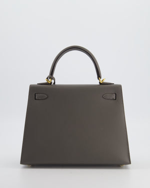 *HOT* Hermès Kelly 25 Sellier Bag in Gris Meyer Epsom Leather with Gold Hardware