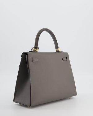 *HOT* Hermès Kelly 25 Sellier Bag in Gris Meyer Epsom Leather with Gold Hardware
