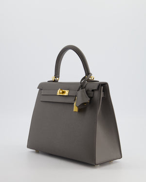 *HOT* Hermès Kelly 25 Sellier Bag in Gris Meyer Epsom Leather with Gold Hardware