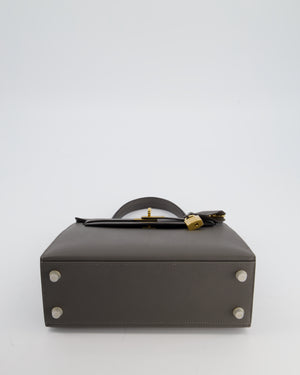 *HOT* Hermès Kelly 25 Sellier Bag in Gris Meyer Epsom Leather with Gold Hardware