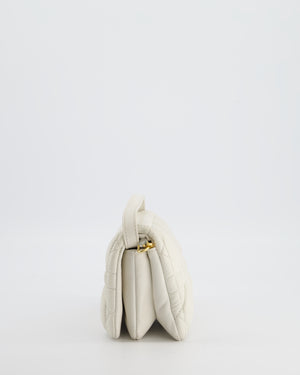 Christian Dior White Caro Macrocannage Calfskin Leather Flap Bag With Gold Hardware