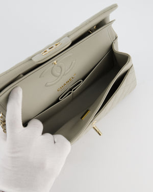 Chanel Small Classic Double Flap Bag in Grey Lambskin Leather with Champagne Gold Hardware