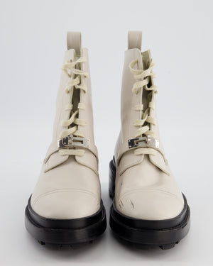 Hermès Cream Funk Ankle Boots with Palladium Kelly Buckle Size EU 39 RRP £1,630
