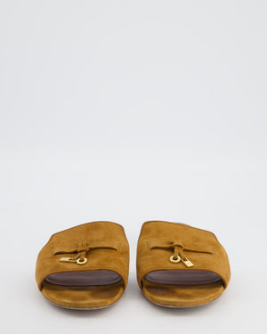 Loro Piana Tan Brown Suede Summer Charms Flat Mule Sandals Size EU 40.5