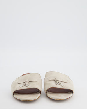 Loro Piana Grey Suede Summer Charms Flat Mule Sandals Size EU 40