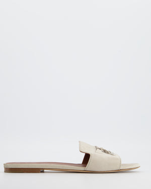 Loro Piana Grey Suede Summer Charms Flat Mule Sandals Size EU 40