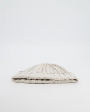 Brunello Cucinelli Taupe Ribbed Cashmere Beanie Hat Size M