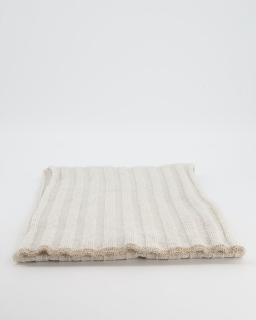 Brunello Cucinelli Taupe Ribbed Cashmere Scarf